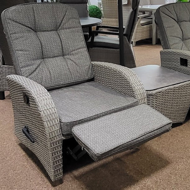Rocking & Reclining Lounge Set with Adjustable Table in Pewter | Bowness By Vila