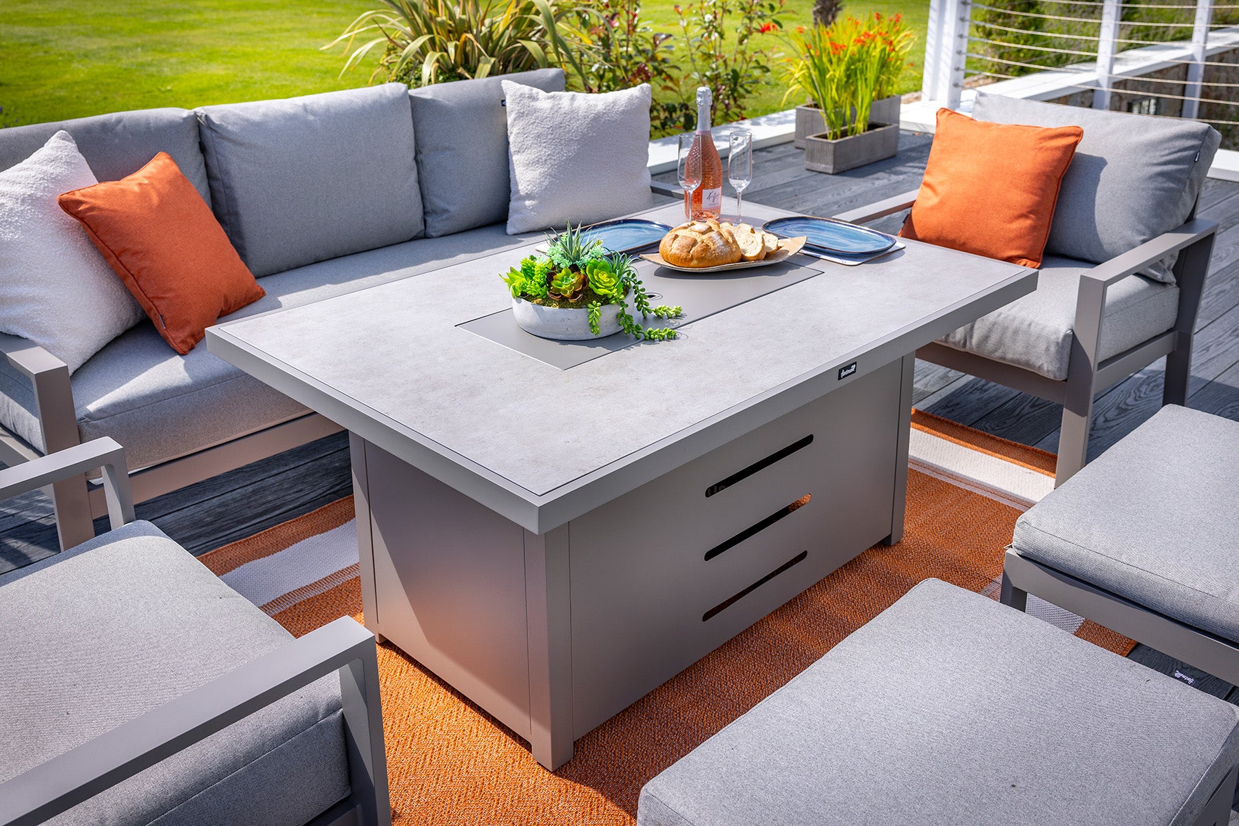 Rio Outdoor Large Lounge Set with Firepit Table | Hartman