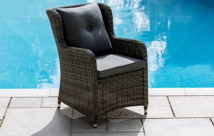 Seville 6 Seat Dining Round Fire Pit Set in Grey | Katie Blake (Free Cover)