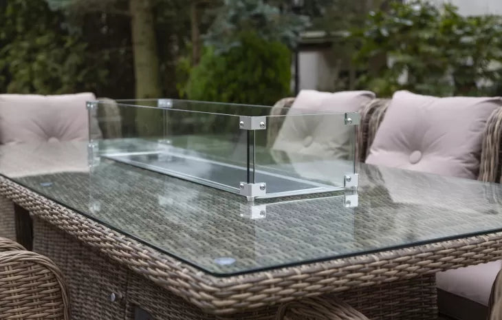 Seville 8 Seat Outdoor Firepit Dining Set Natural | Katie Blake - (free cover)