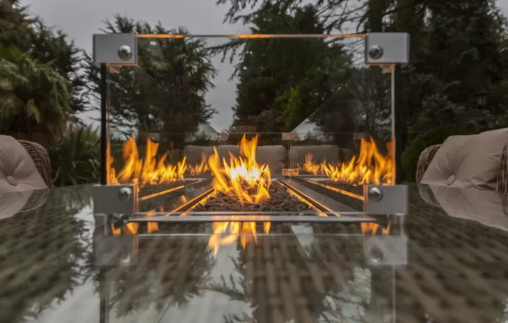 Seville 8 Seat Outdoor Firepit Dining Set Natural | Katie Blake - (free cover)