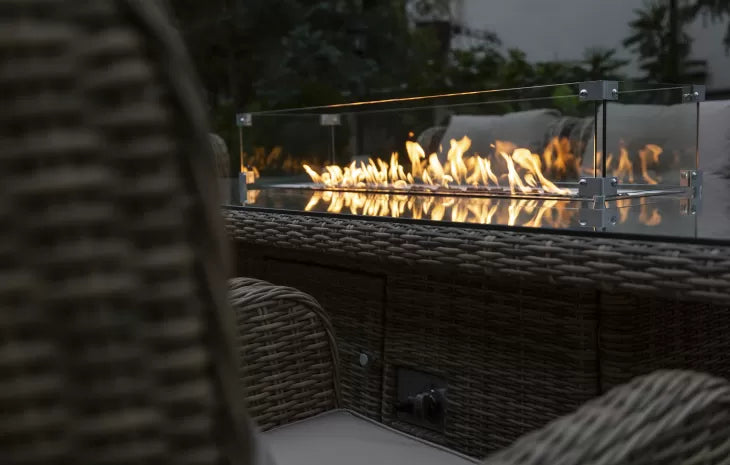 Seville 8 Seat Outdoor Firepit Dining Set Natural | Katie Blake - (free cover)