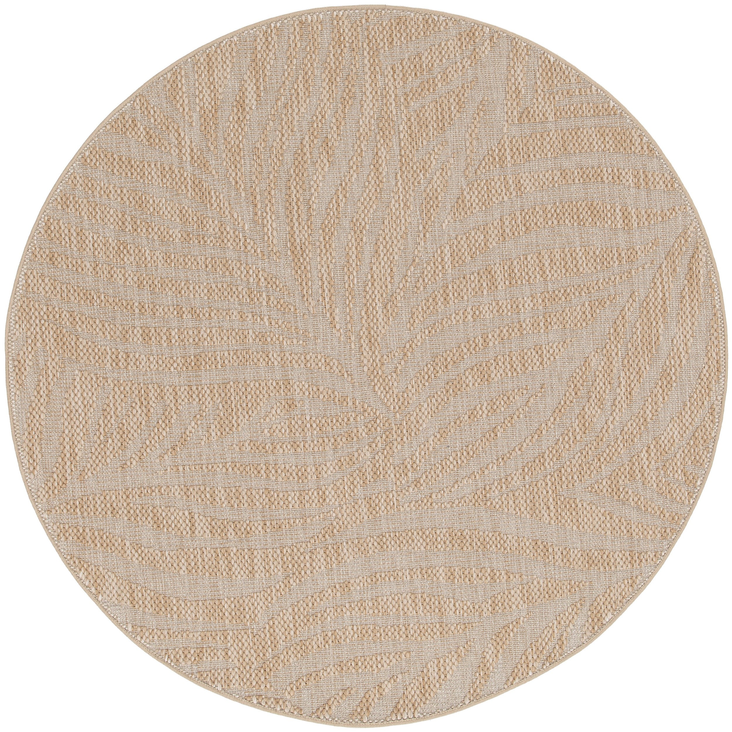 Naturalis Leaf Sand Round Outdoor Rug - 200cm Round | Garden Impressions