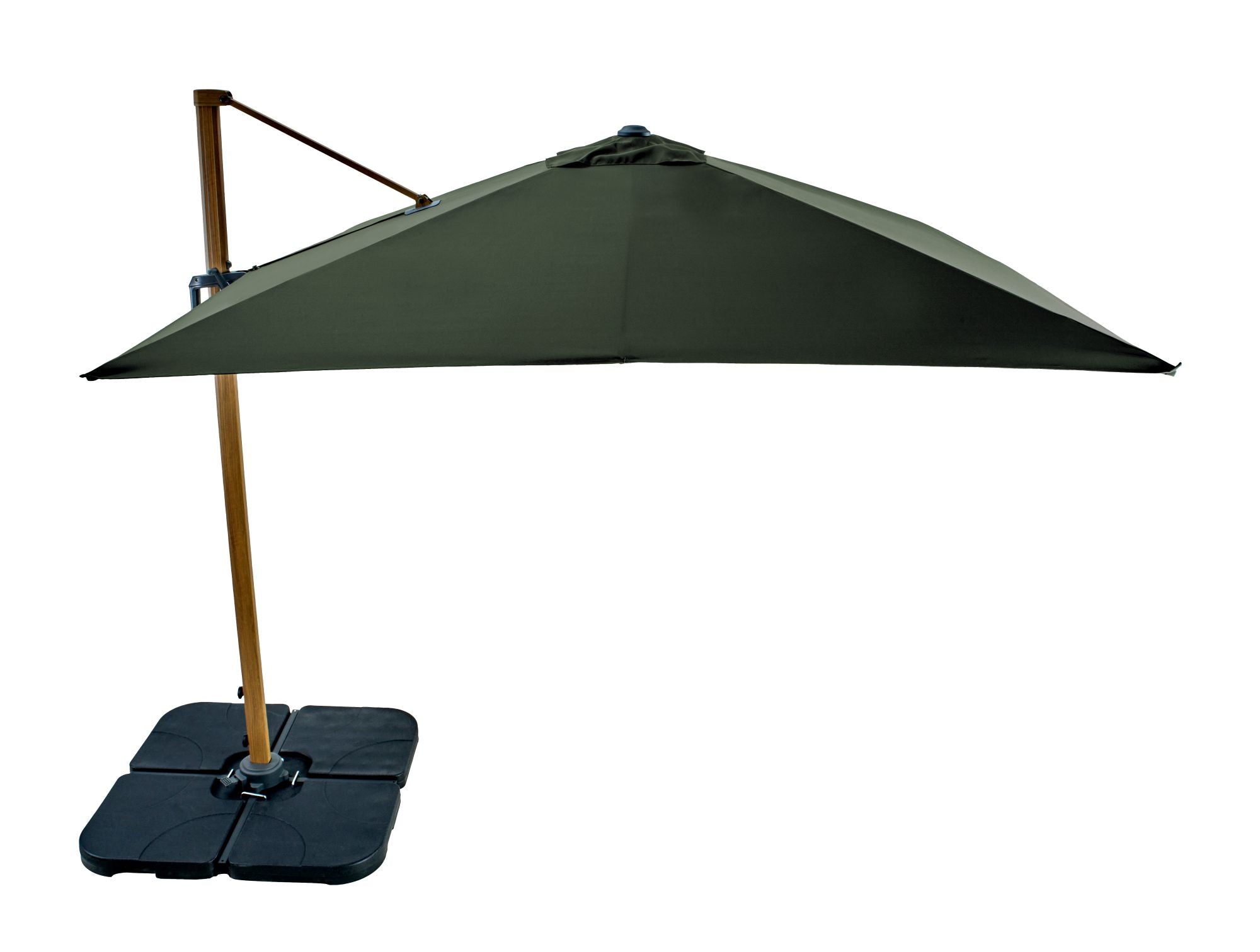 Aegean Square Cantilever Parasol in Juniper with Base | Hartman