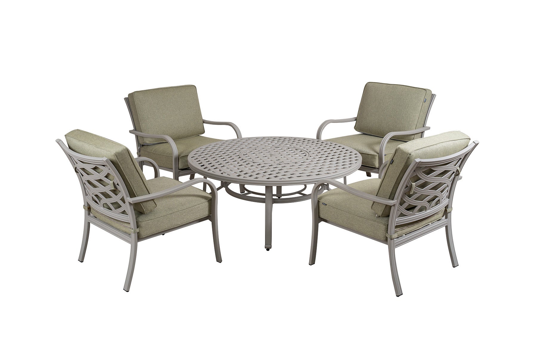 Buxton Outdoor Cast Aluminium 4 Seat Firepit Lounge Set | Hartman