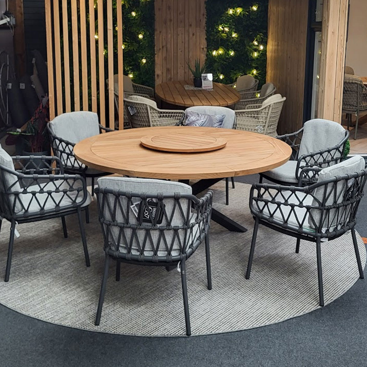 Calpi Dining Set with Prado Teak Table & Lazy Susan by 4 Seasons Outdoor