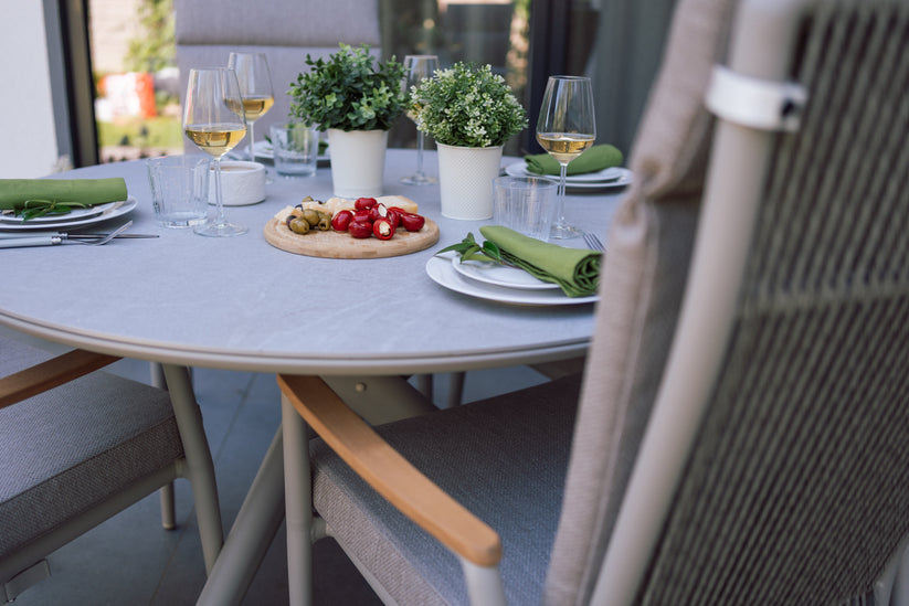 Outdoor Round 120cm Table In Cream - Arnside By Vila