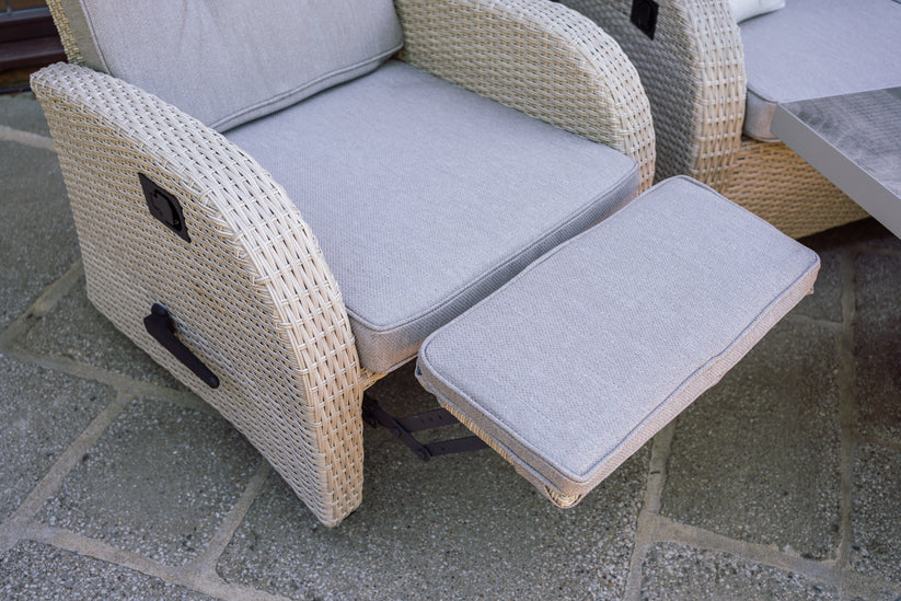 Rocking & Reclining Lounge Set with Adjustable Table in Natural - Bowness By Vila
