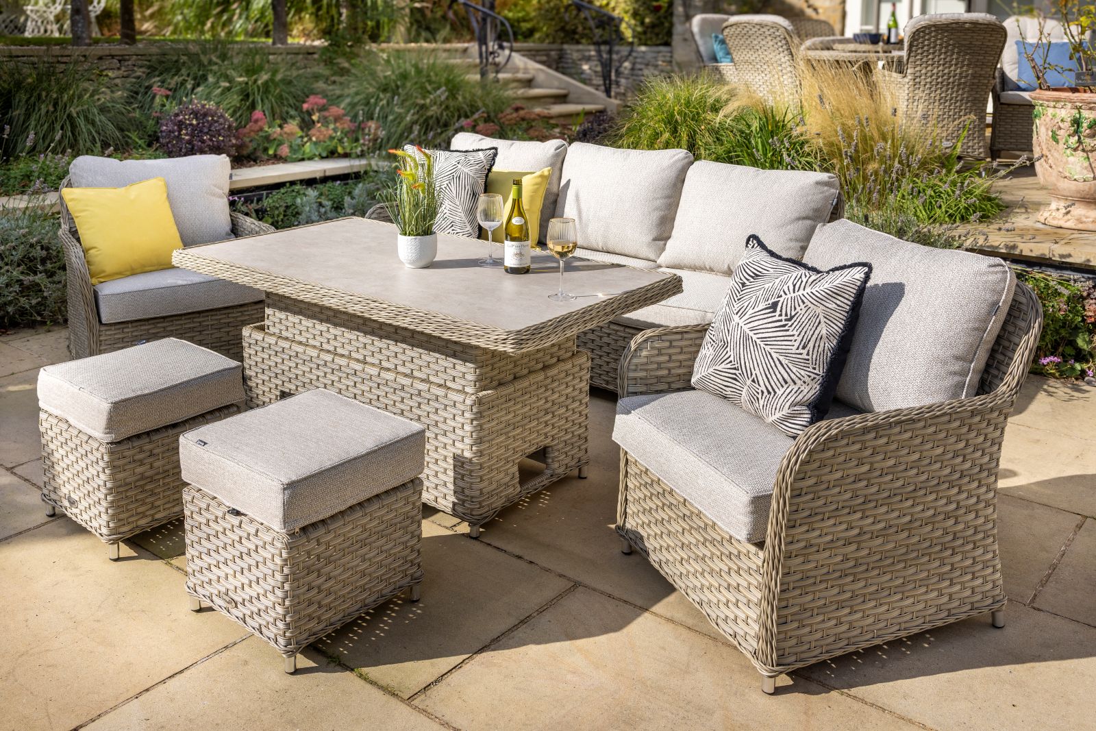 Eton Outdoor 3 Seat Casual Lounge Set With Adjustable Table | Hartman