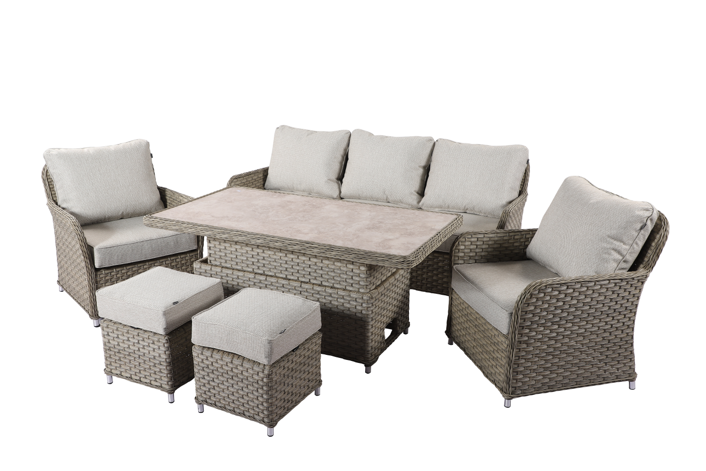 Eton Outdoor 3 Seat Casual Lounge Set With Adjustable Table | Hartman