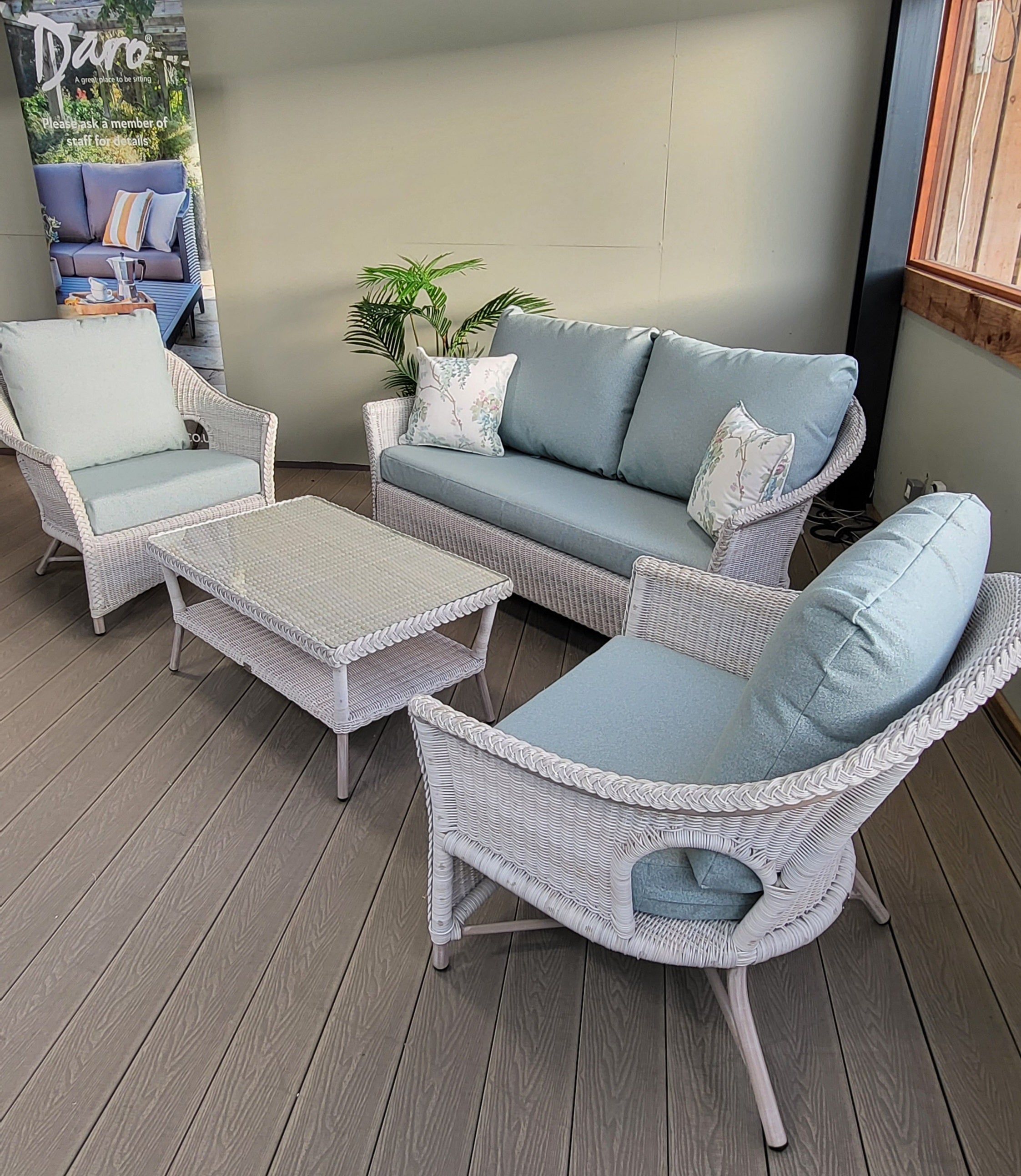 Cebu Outdoor Lounge Seating Cushions Alora Duck Egg | Daro