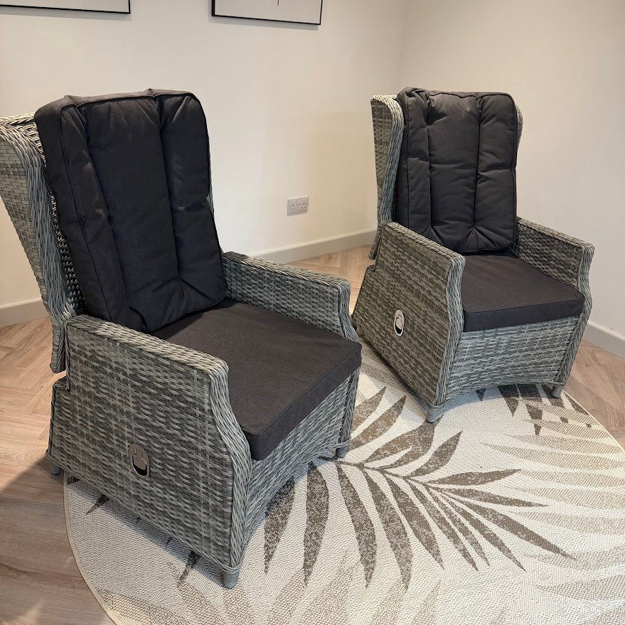 Reclining Wingback Chairs (Pack of 2) - Grey Club By Harbo