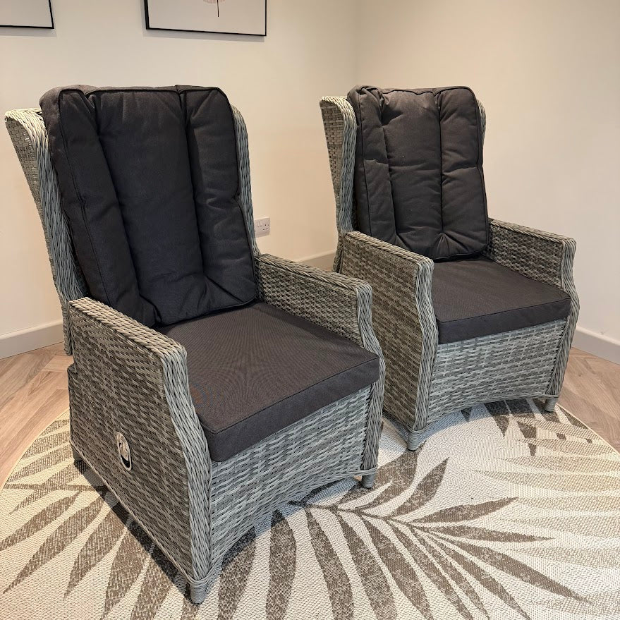 Reclining Wingback Chairs (Pack of 2) - Grey Club By Harbo