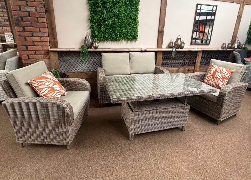 Haven Cotswold Outdoor 2 Seat Lounge Set with Height Adjustable Table | Harbo