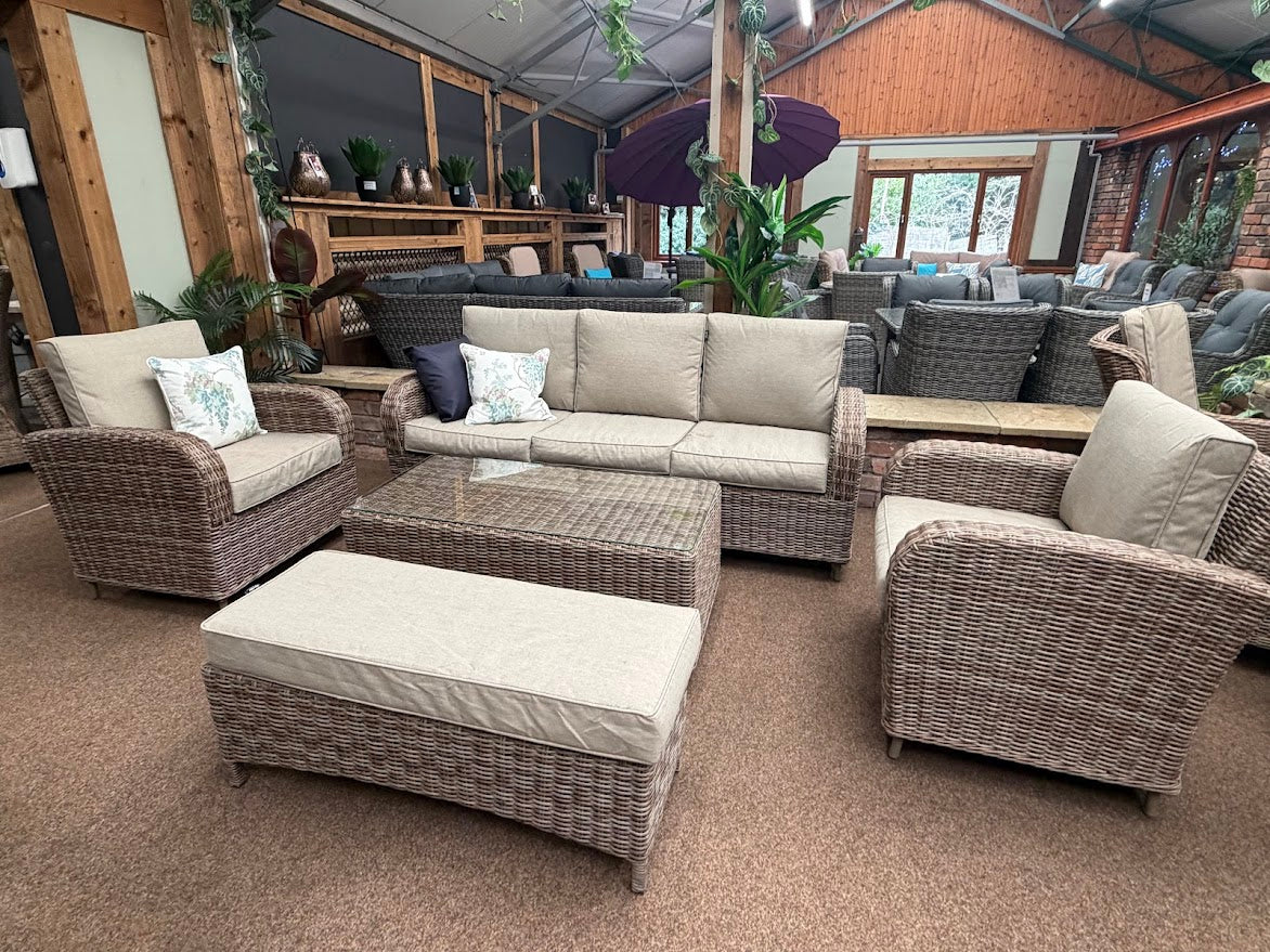 Outdoor 3 Seat Lounge Set with Coffee Table & Bench - Haven Cotswold By Harbo