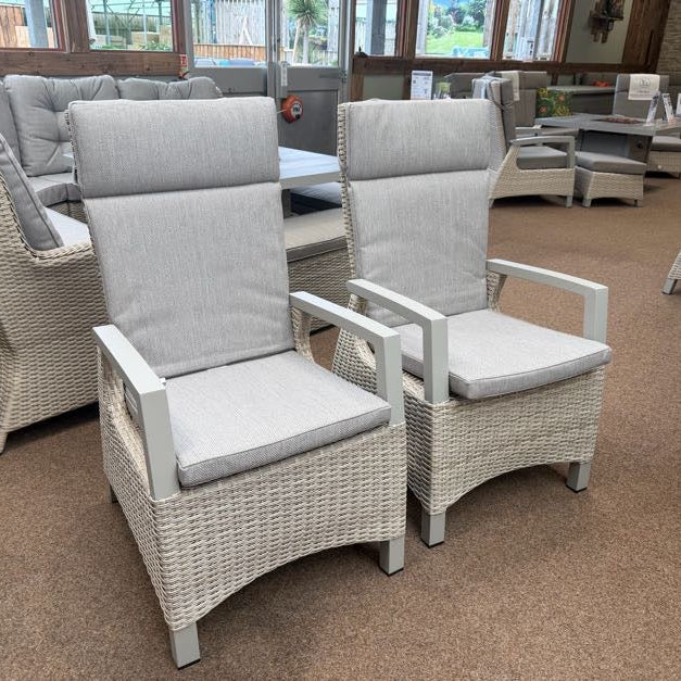 Kendal Outdoor Reclining Dining Chairs in Ecru By Vila - All Weather (Pack of 2)