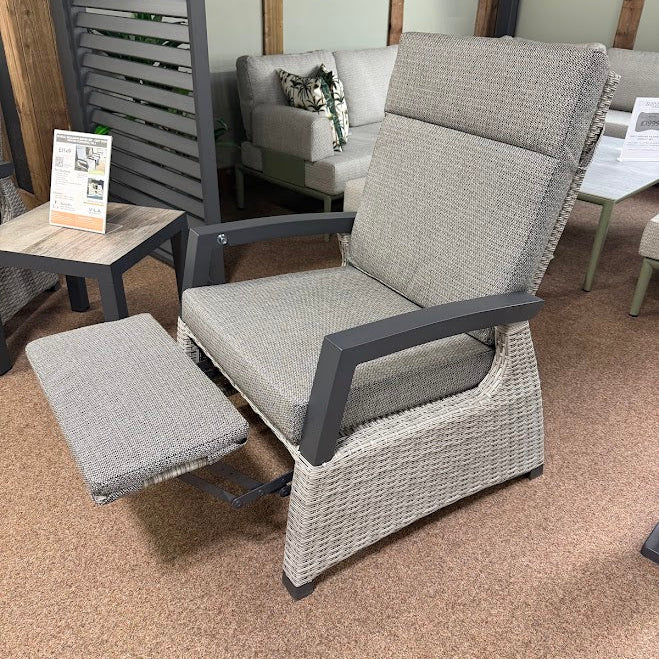 Kendal Wide Reclining Chair with Integrated Footstool in Pewter | Vila