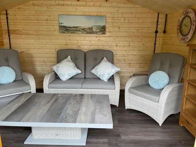 Rocking & Reclining Lounge Set with Adjustable Table in Natural - Bowness By Vila