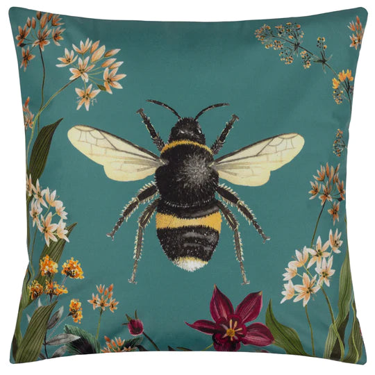 Midnight Garden Bee Outdoor Scatter Cushion - Teal