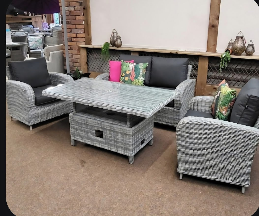 Club Outdoor 2 Seat Lounge Set with Height Adjustable Table | Harbo