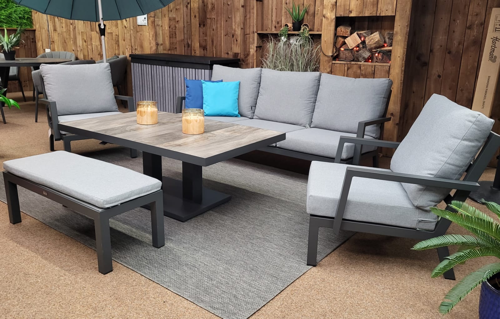Vogue Outdoor Sofa Lounge Set with Kendal Adjustable Table - Nova