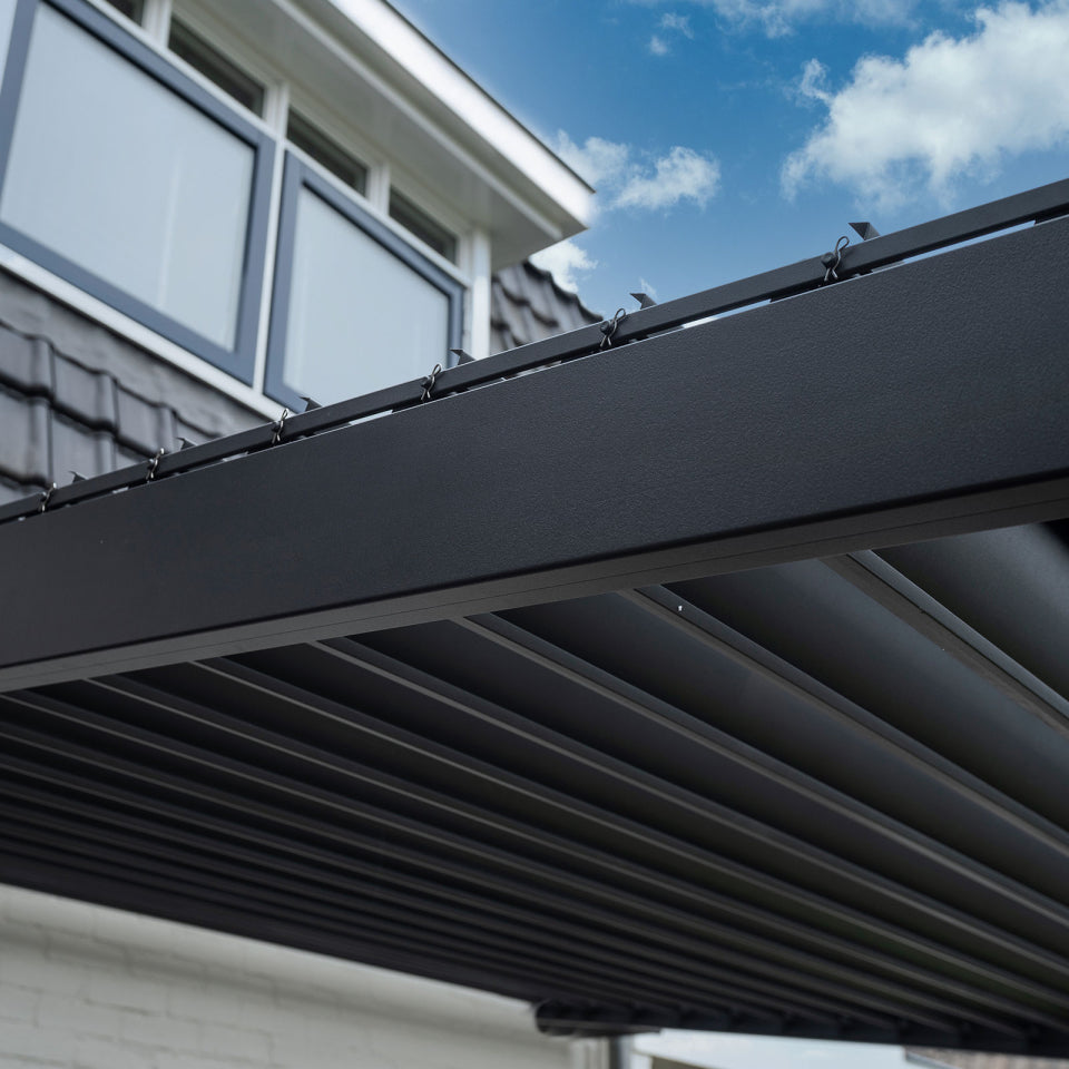Titan Aluminium Wall Mounted Pergola - 6.0m x 3.0m in Graphite Grey