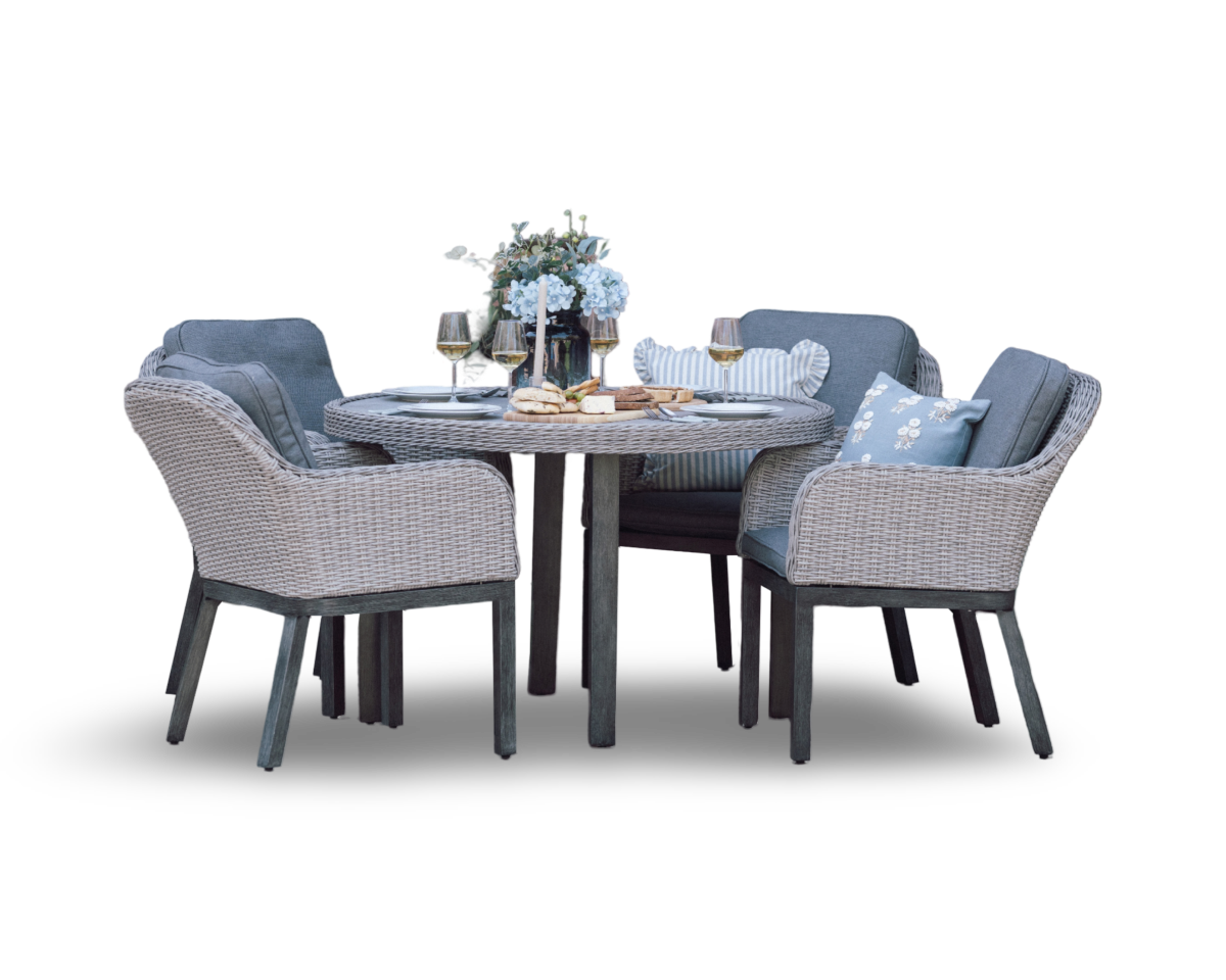 Coniston 4 Seat Dining Set in Grey | Vila