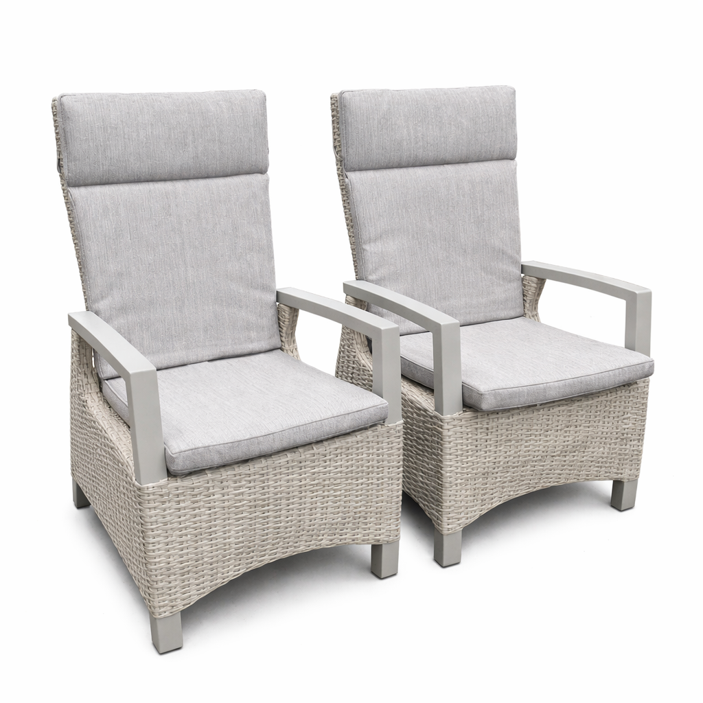 Kendal Outdoor Reclining Dining Chairs in Ecru By Vila - All Weather (Pack of 2)