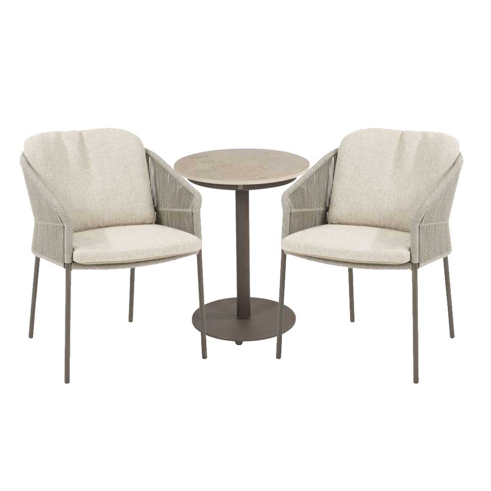 Florence Outdoor Bistro in Terre with Boaz side table | 4 Seasons Outdoor