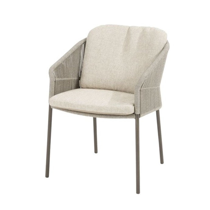 Beige chair with armrests on a white background