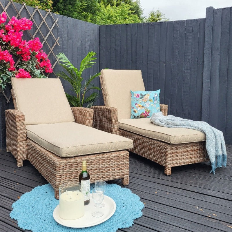 Outdoor Sun Lounger x2 in Heather Beige - Haven Cotswold By Harbo
