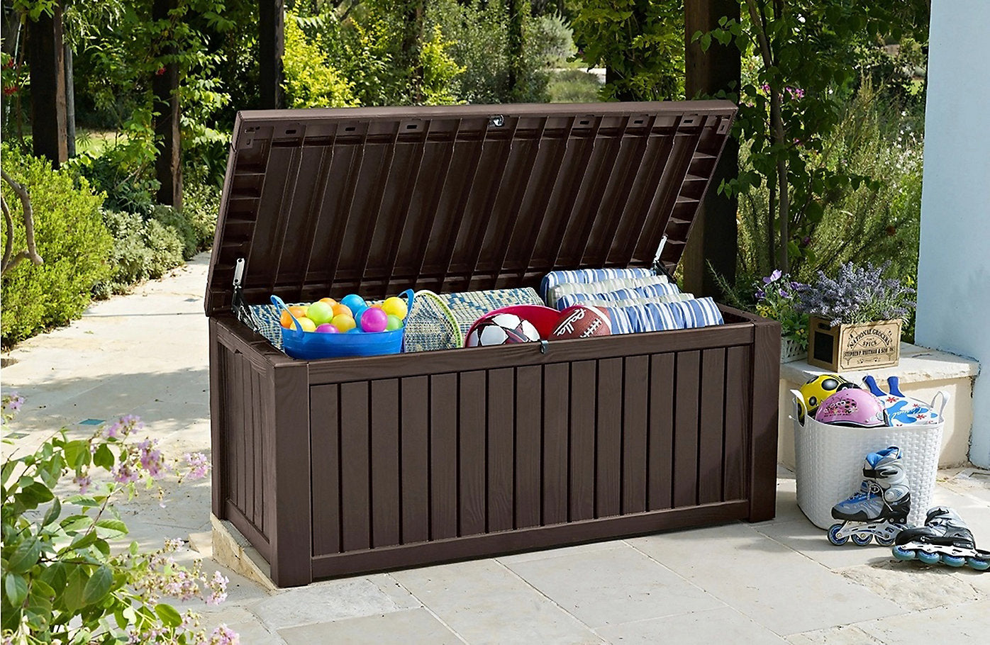 Keter Rockwood Cushion Box 570L BROWN | Norfolk Leisure