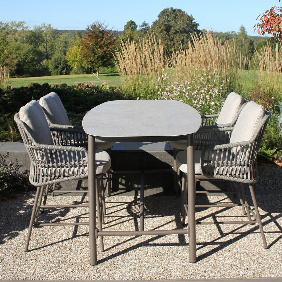 Alicante 4 Seat Bar Dining Set with Manolo Table in Terre | 4 Seasons Outdoor