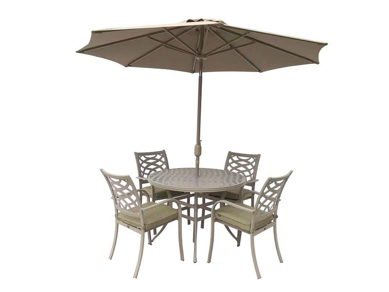 Buxton Outdoor Cast Aluminium 4 Seat Round Dining Set | Hartman