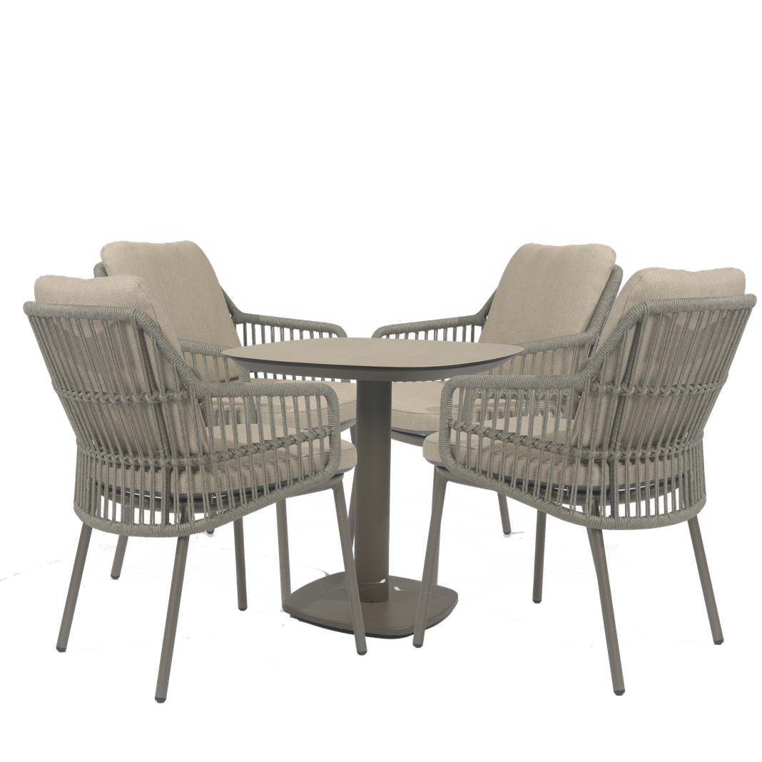 Alicante 4 Seat Dining Set with Manolo Table in Terre | 4 Seasons Outdoor