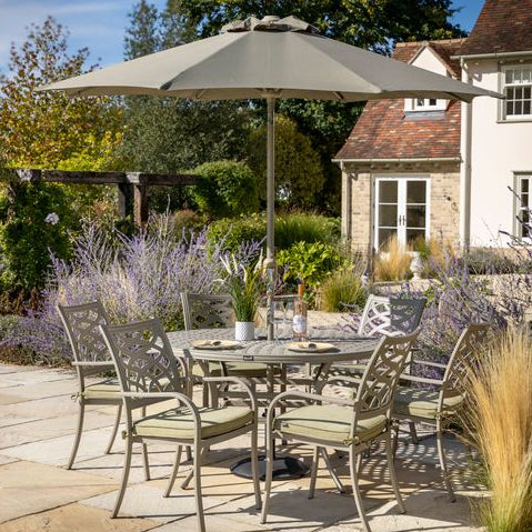 Buxton Outdoor Cast Aluminium 6 Seat Round Dining Set | Hartman