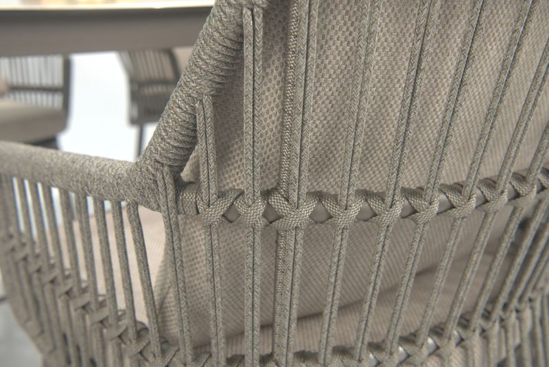 Alicante 6 Seat Dining Set with Manolo Barrell Table in Terre | 4 Seasons Outdoor