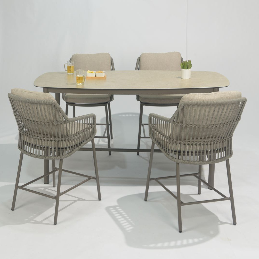 Alicante 4 Seat Bar Dining Set with Manolo Table in Terre | 4 Seasons Outdoor