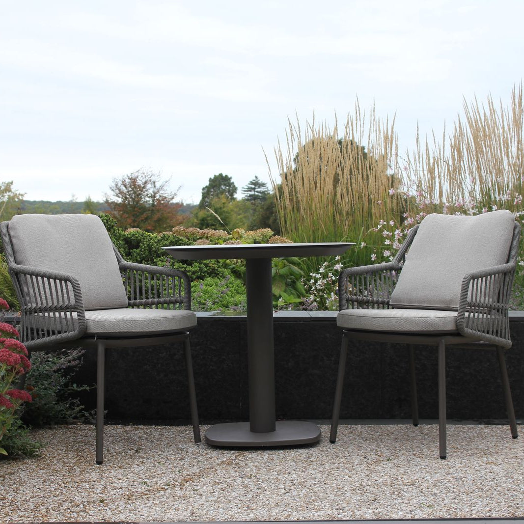 Alicante Bistro Set with Latte Manolo Table in Terre | 4 Seasons Outdoor