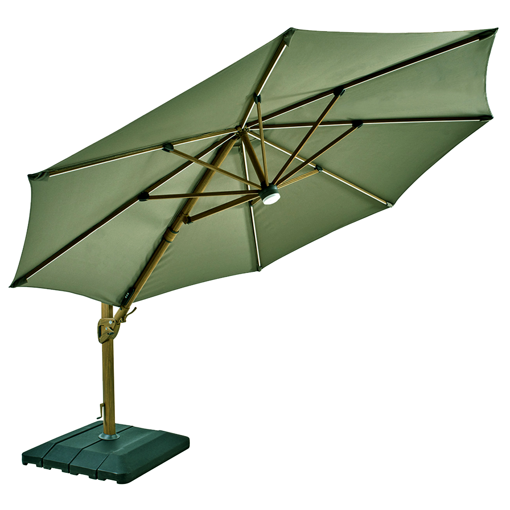 Seychelles Cantilever 3.5m Round with Bluetooth Speaker In Juniper | Hartman