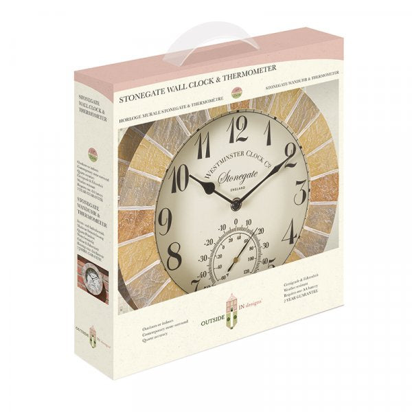 Stonegate Wall Clock & Thermometer 10in