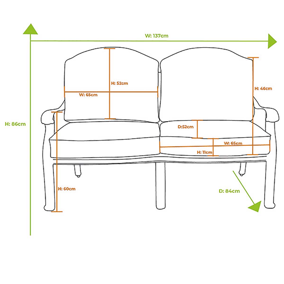 Outdoor Lounge with Coffee Table in Cast Aluminium - Amalfi By Hartman