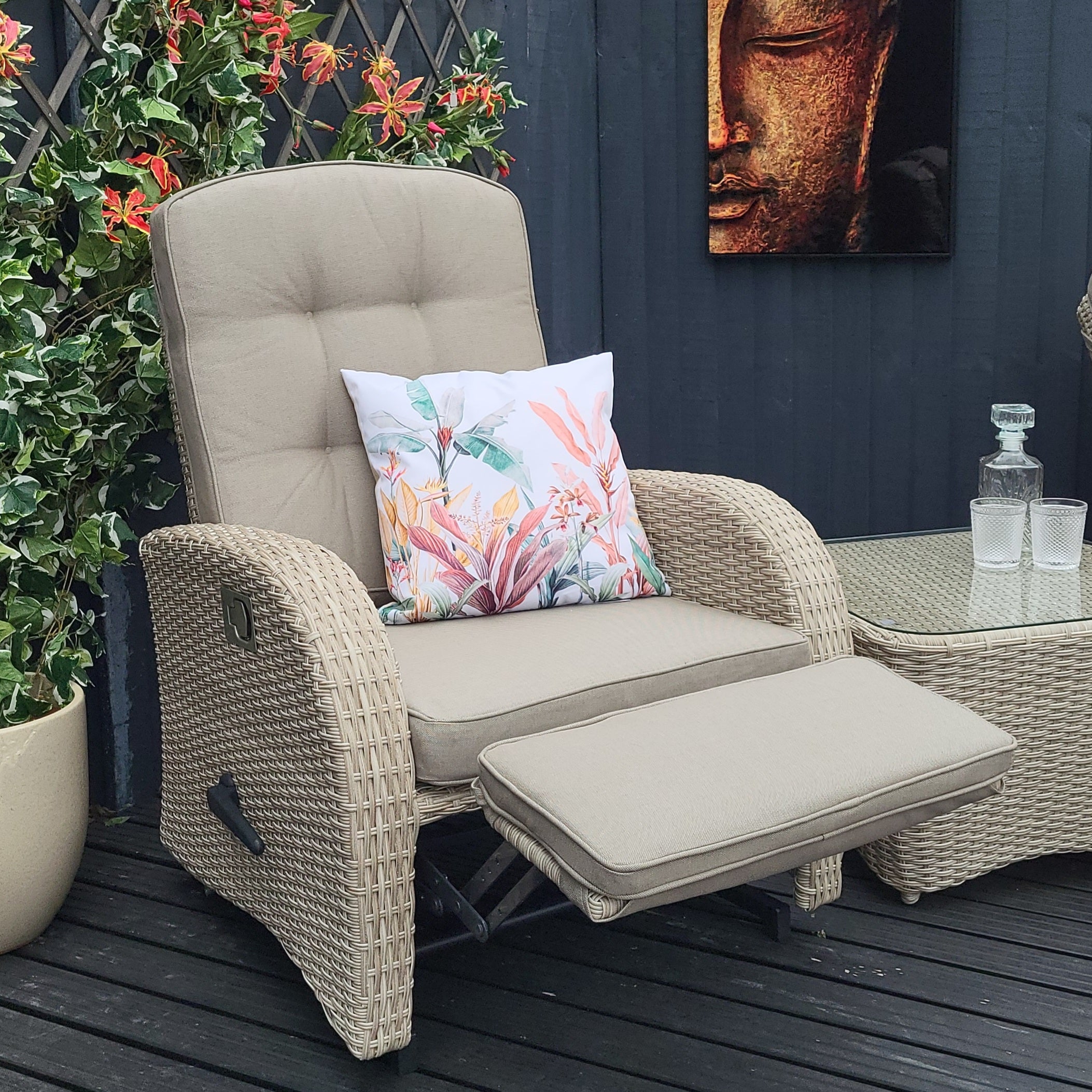 Reclining & Rocking Bistro Set In Natural - Bowness By Vila
