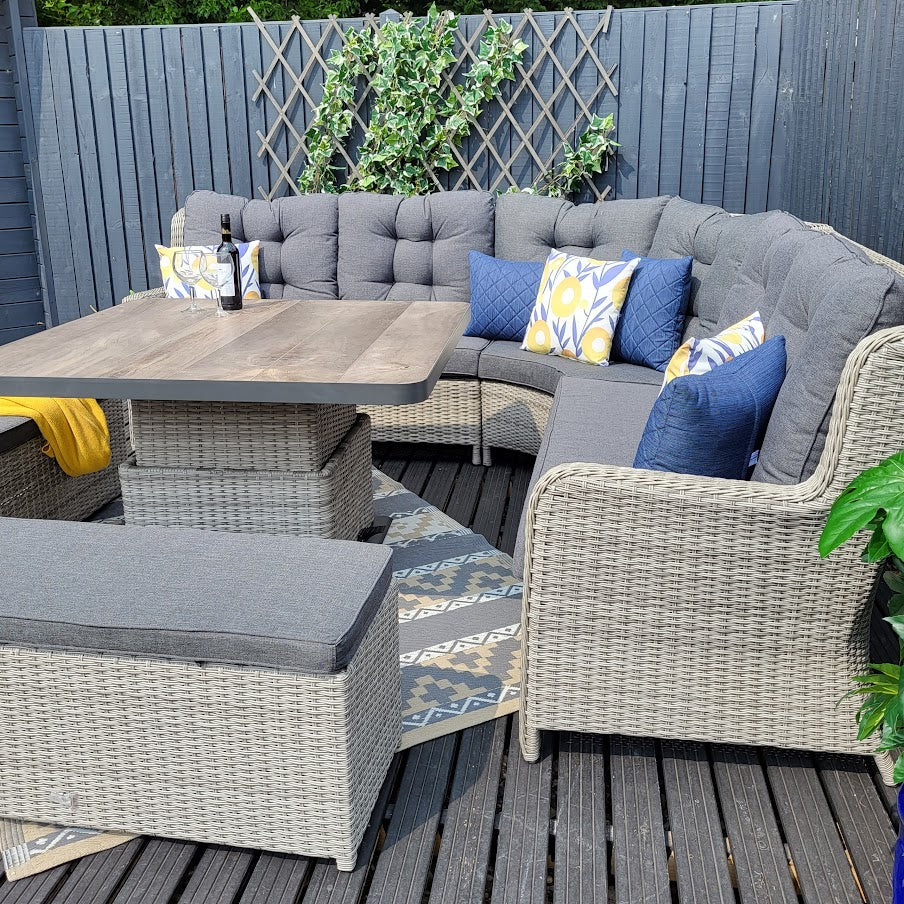 Large Corner Set with Adjustable Table in Grey - Langdale By Vila