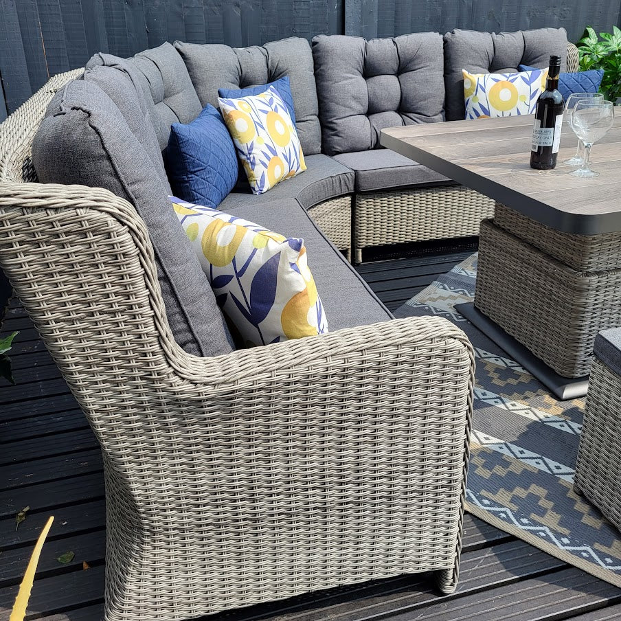 Large Corner Set with Adjustable Table in Grey - Langdale By Vila