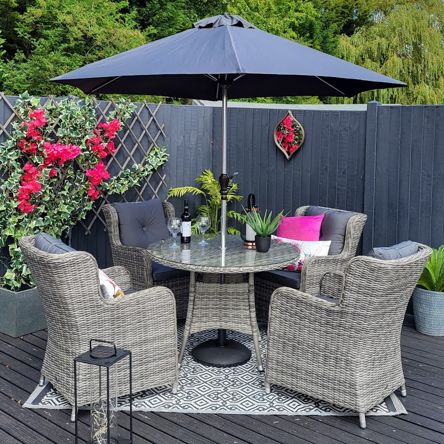 Seville Outdoor Dining 4 Seat in Grey | Katie Blake (Free Cover)
