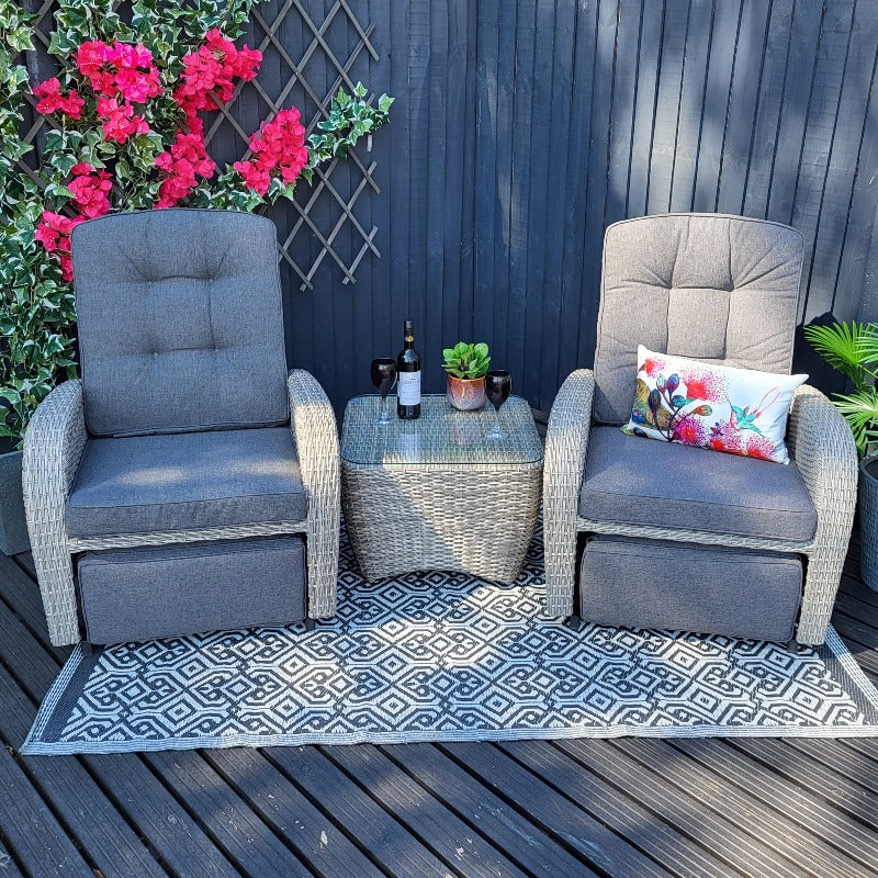 Reclining & Rocking Bistro Set in Grey - Bowness By Vila