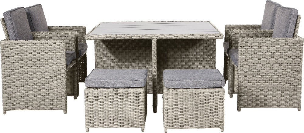 Cube Dining 4 to 8 Seat in Stone Grey- Barbados By Pacific Lifestyle