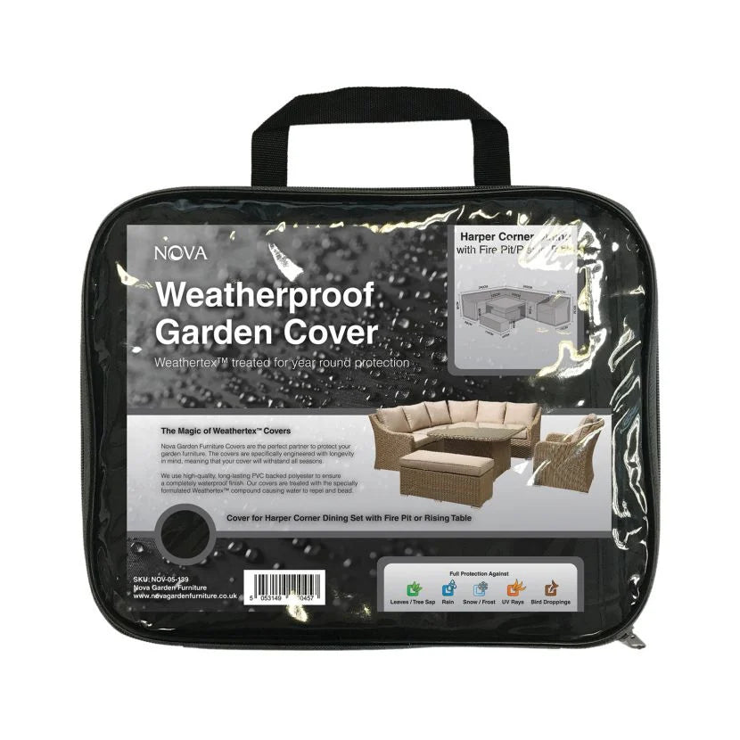 Outdoor Garden Furniture Cover for Nova | Harper Deluxe Corner with Firepit / Rising Table