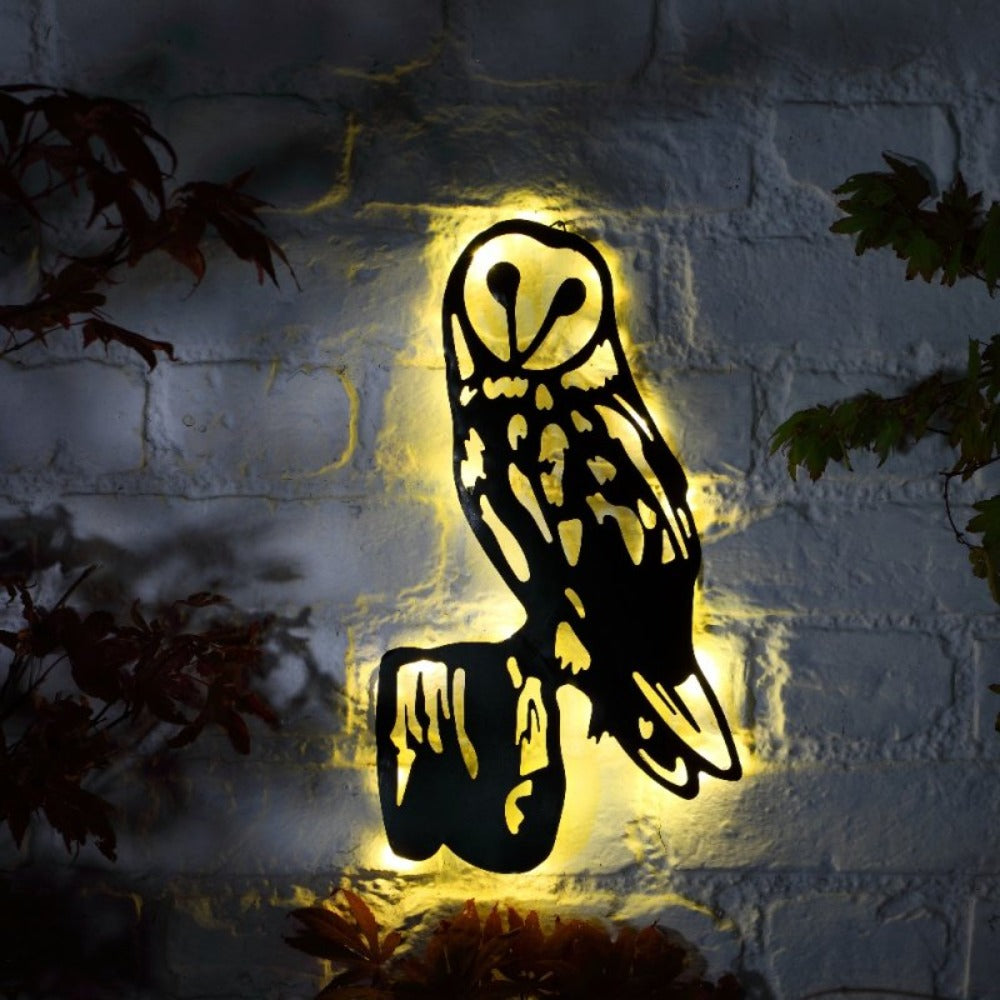 LED Metal Plaque - Owl On The Wood 12 LED